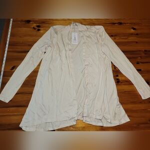 Cream Asymmetrical Long Sleeve Cardigan
